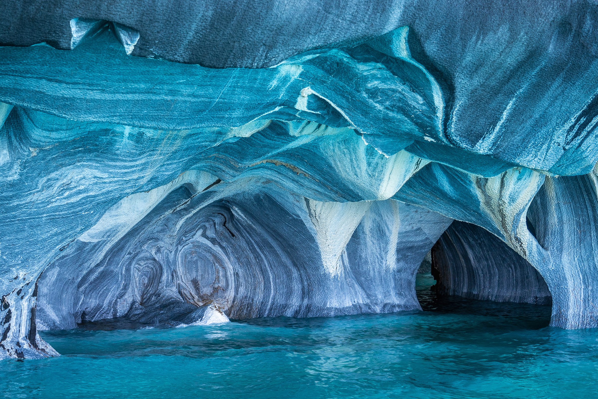 inside the Marble Chapels in Patagonia