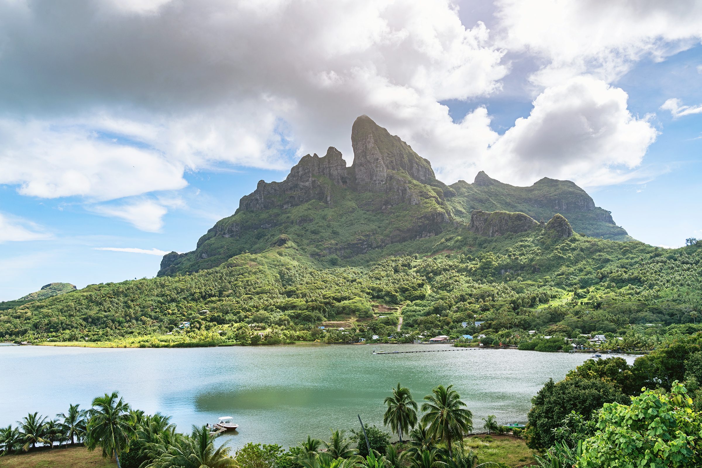 view of Mount Otemanu in Bora Bora from a distance