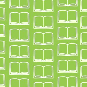 Open books in repeated pattern on green background