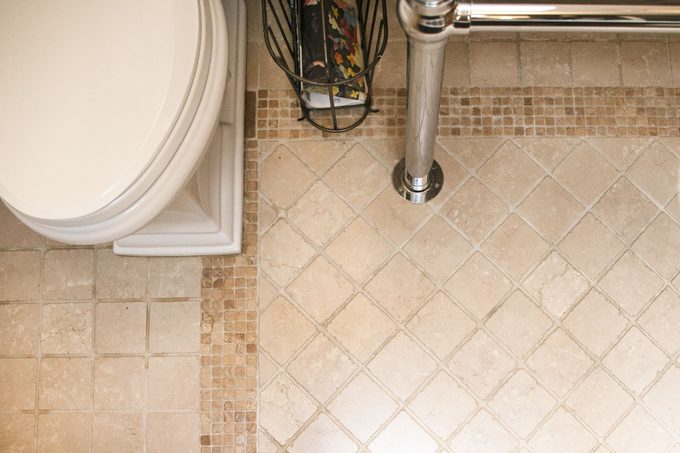 above shot of tile floor in a bathroom