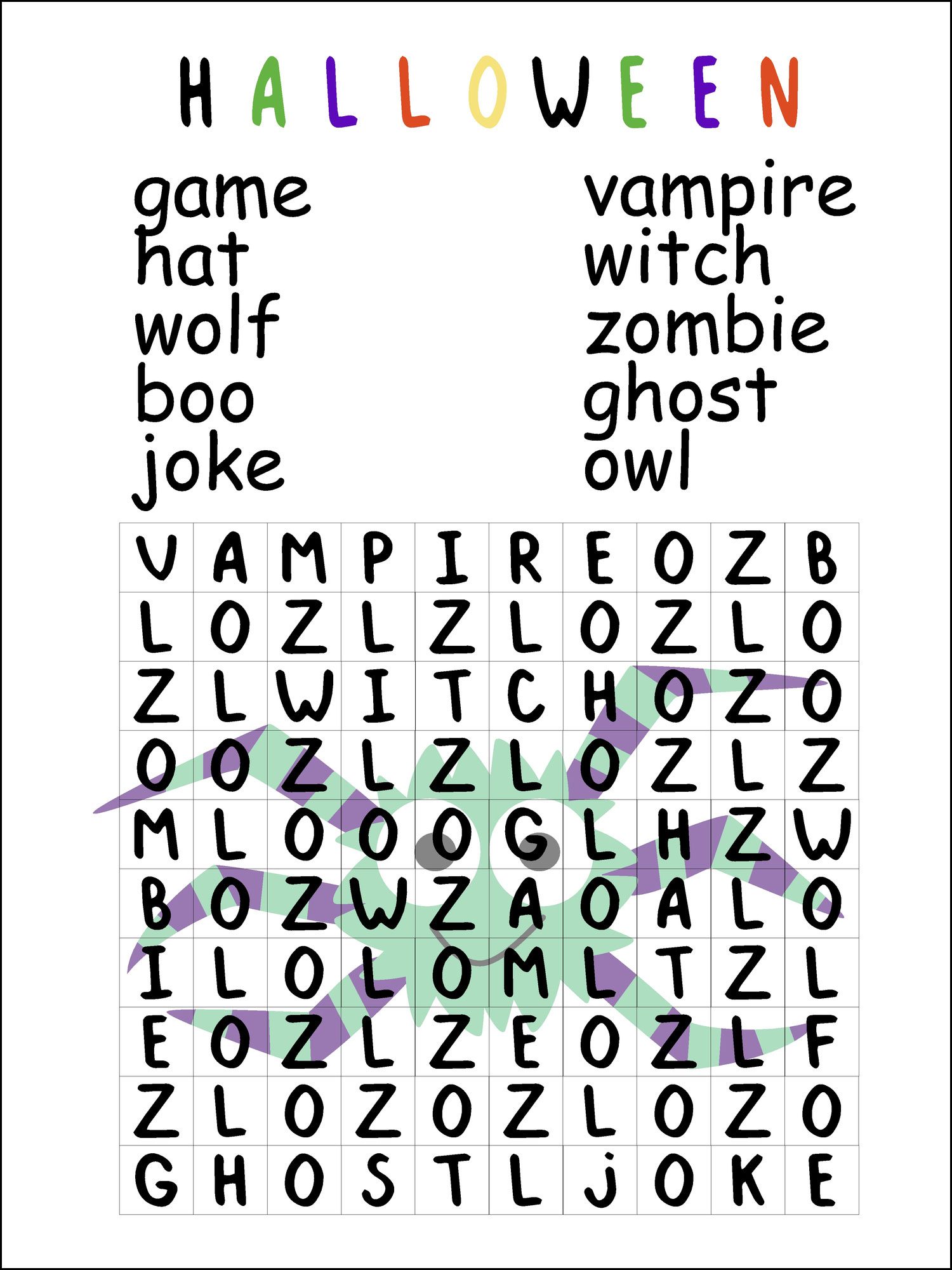 halloween word search puzzle