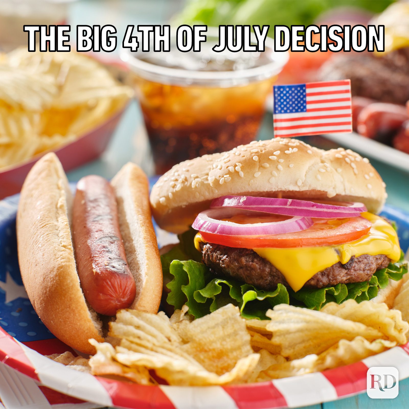 Gettyimages 1301080368 4th Of July Themed Burger And Hot Dog Meal On Paper Plate