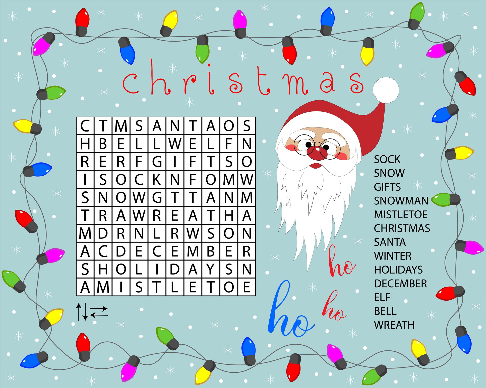 Christmas word search puzzle