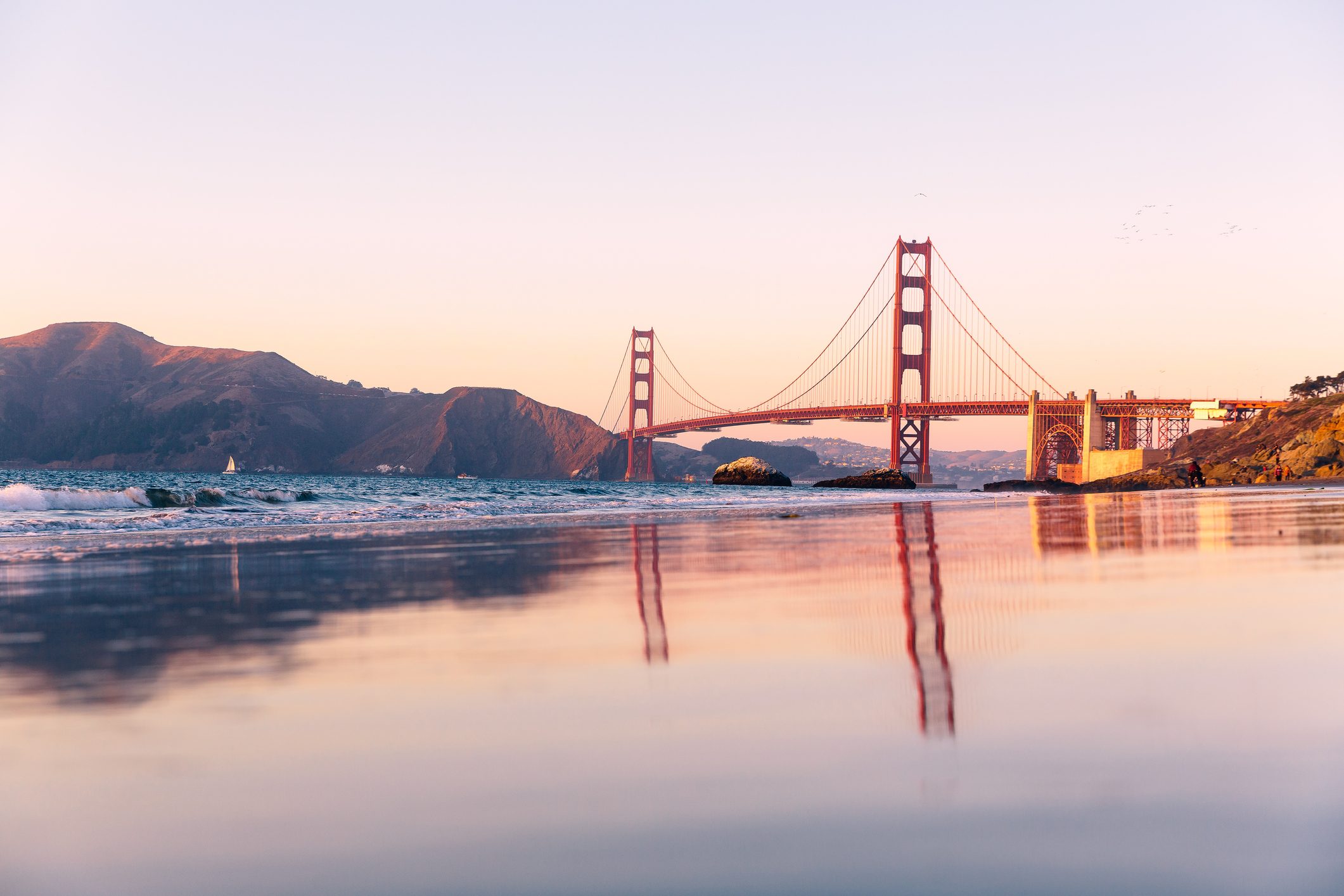 Golden Gate Bridge at sunset, San Francisco, California, USA