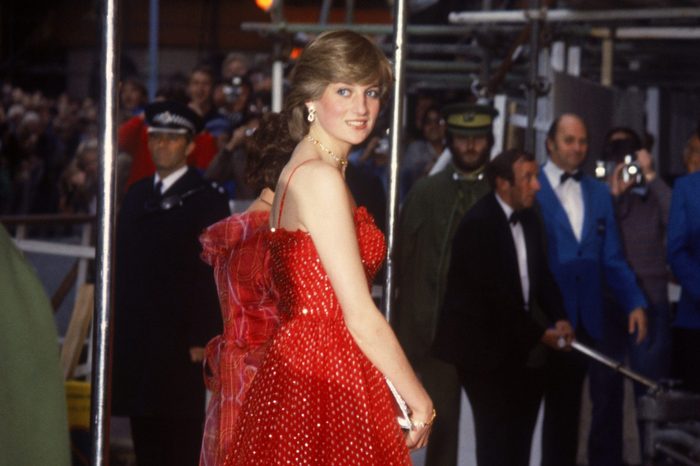 The Princess of Wales wears a Bellville Sassoon dress to the London premiere of the Bond film 'For Your Eyes Only', 24th June 1981.