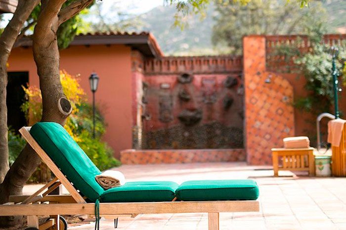 lounge chair on a patio at Rancho La Puerta, Mexico