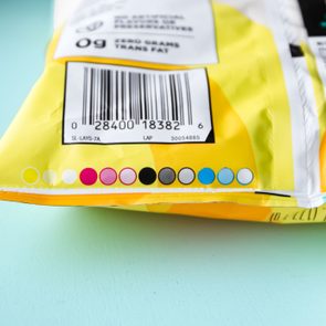 rainbow circles on a chip bag