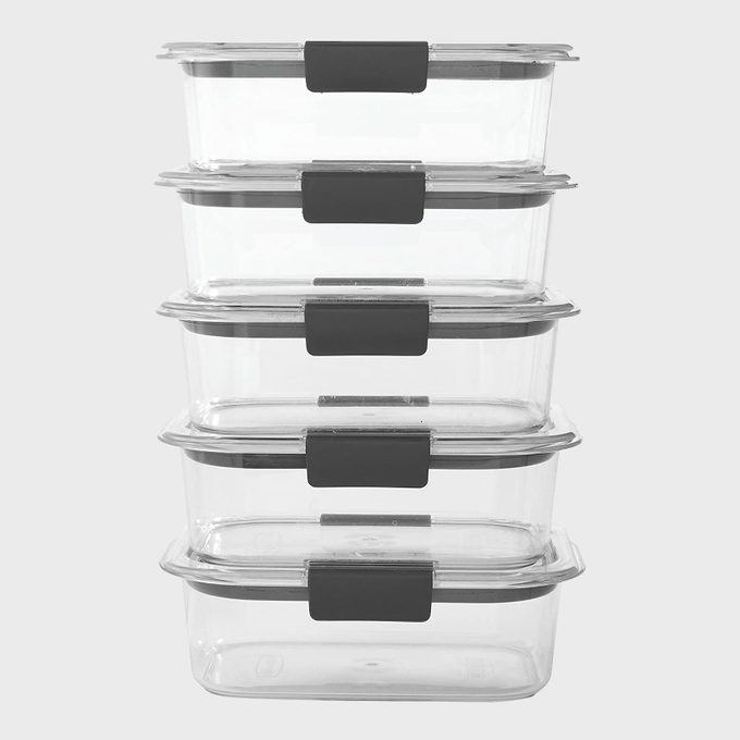 Rubbermaid Brilliance Food Storage Container Bpa Free Plastic Medium 3.2 Cup 5 Pack Clear