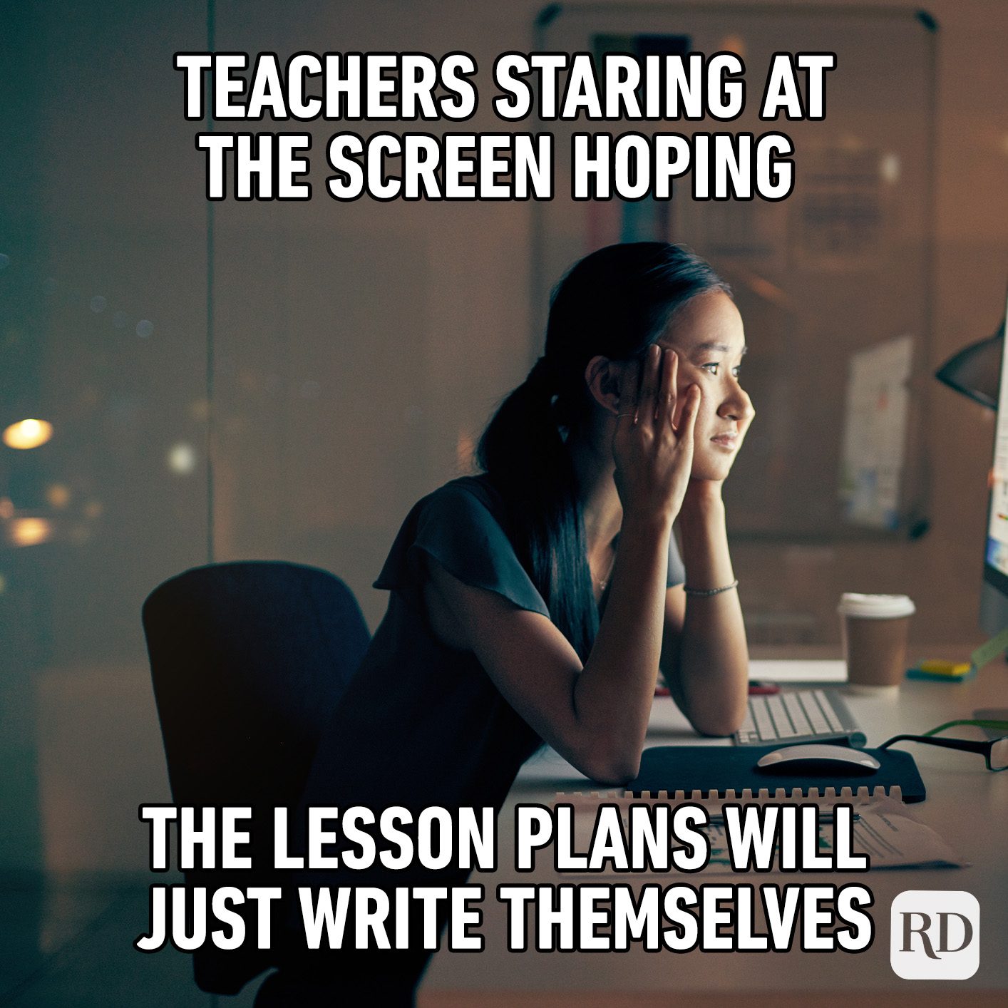 Teachers Staring At The Screen Hoping The Lesson Plans Will Just Write Themselves