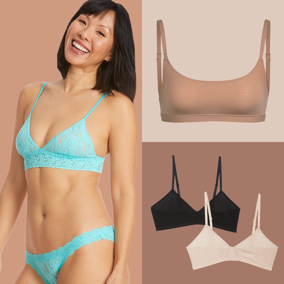 Bralettes tan colorblock