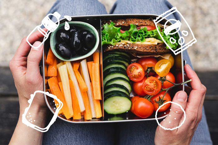 Woman having healthy lunch box