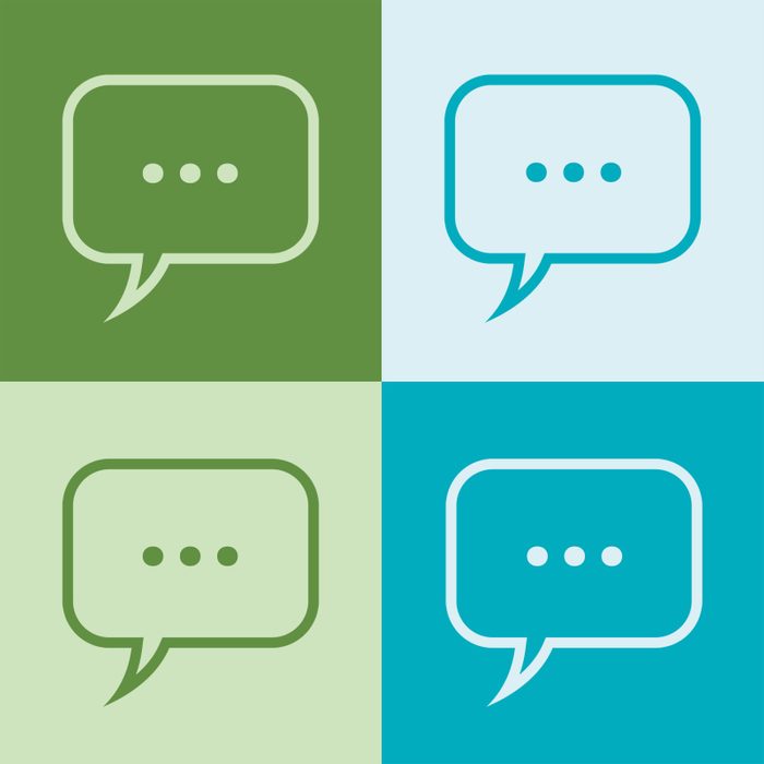 four speech bubbles on multicolor background