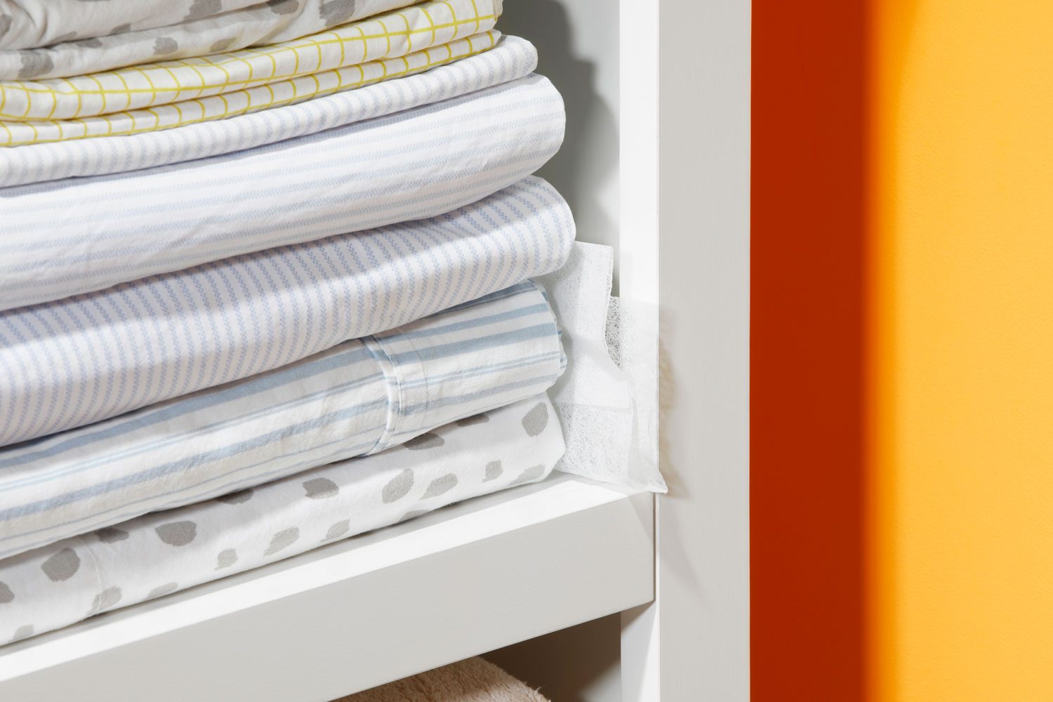 dryer sheet sticking out of linen closet