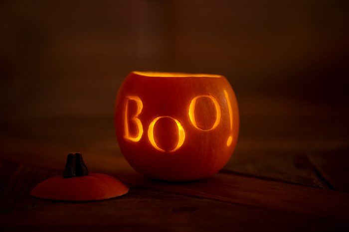 Carved lit pumpkin for Halloween