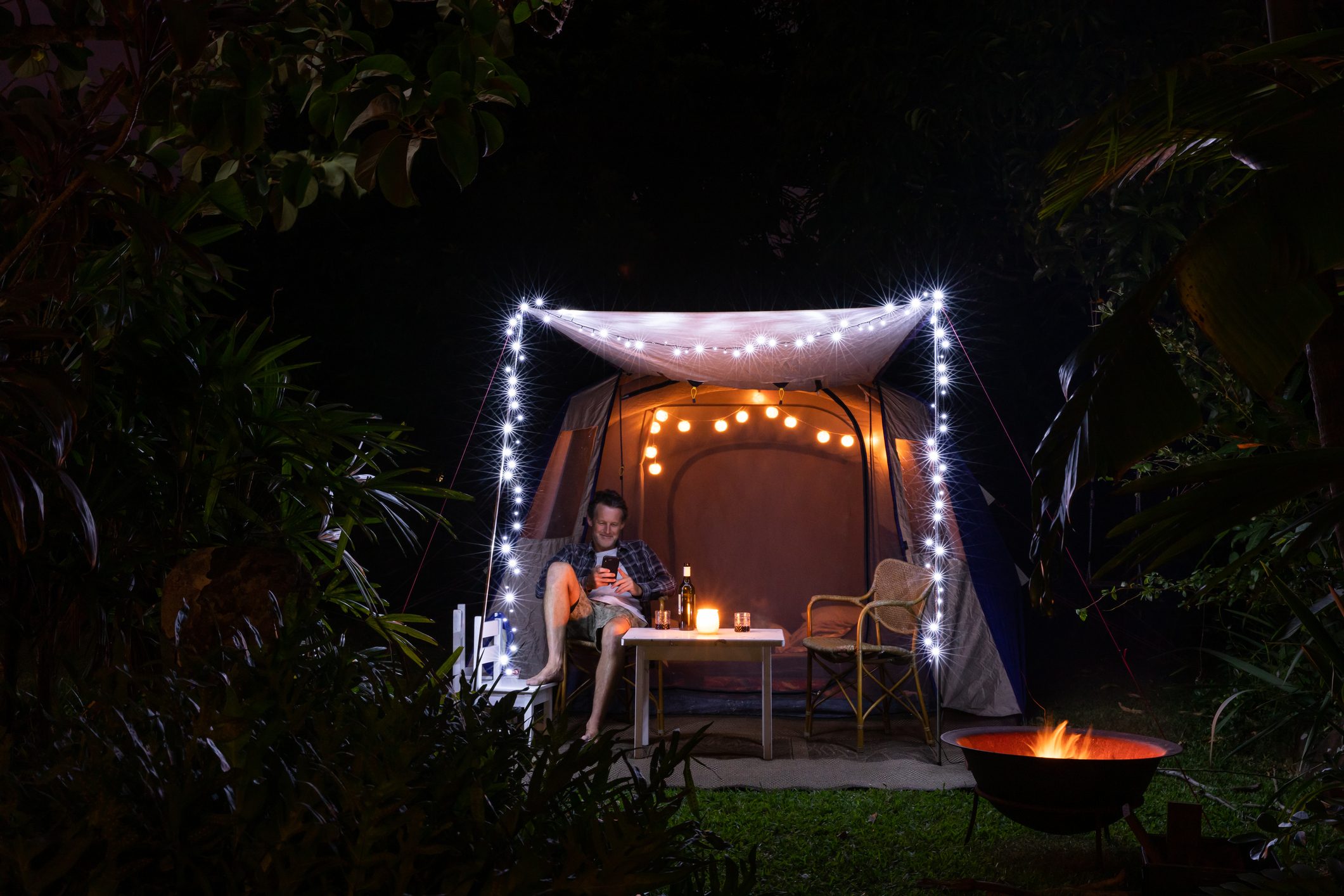 Family Camping in the Backyard