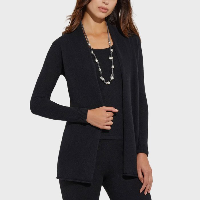 Open Front Cashmere Cardigan Black