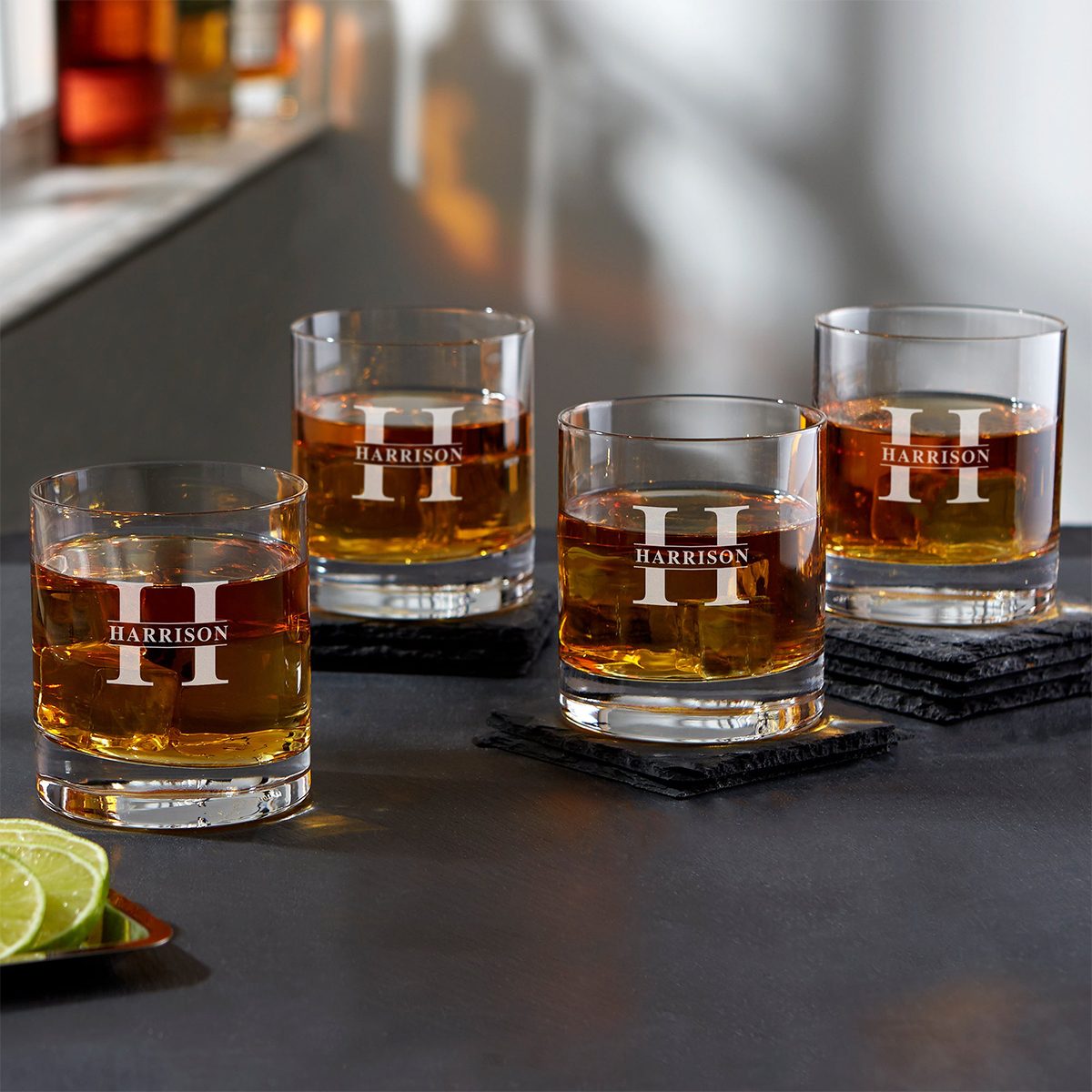 Engraved Old Fashioned Whiskey Glasses