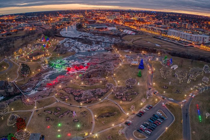 Christmas Light Display at Falls Park in Sioux Falls, South Dakota