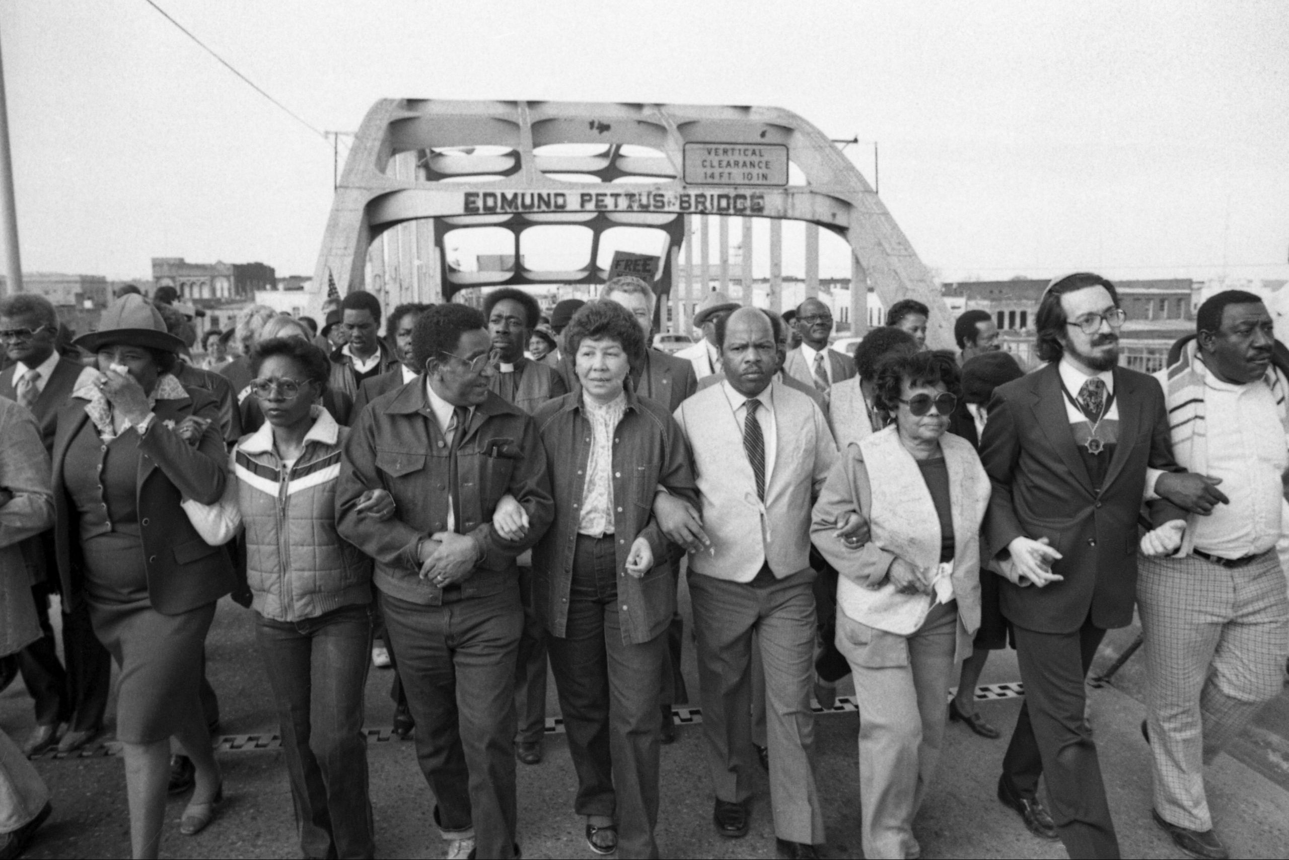 Civil Rights Marchers Cross Edmund Petus Bridge