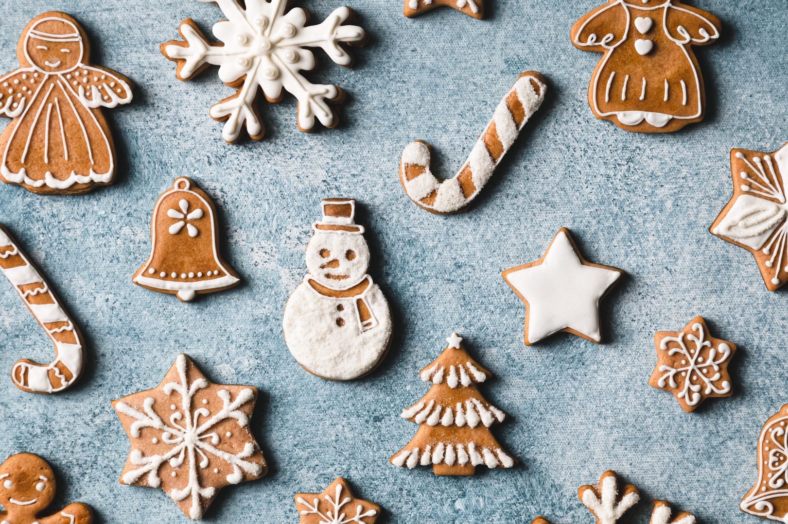 Christmas cookies flat lay