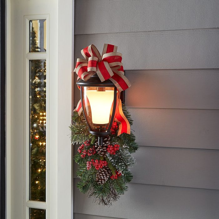 Christmas Ribbon Teardrop Outdoor Lantern Decor