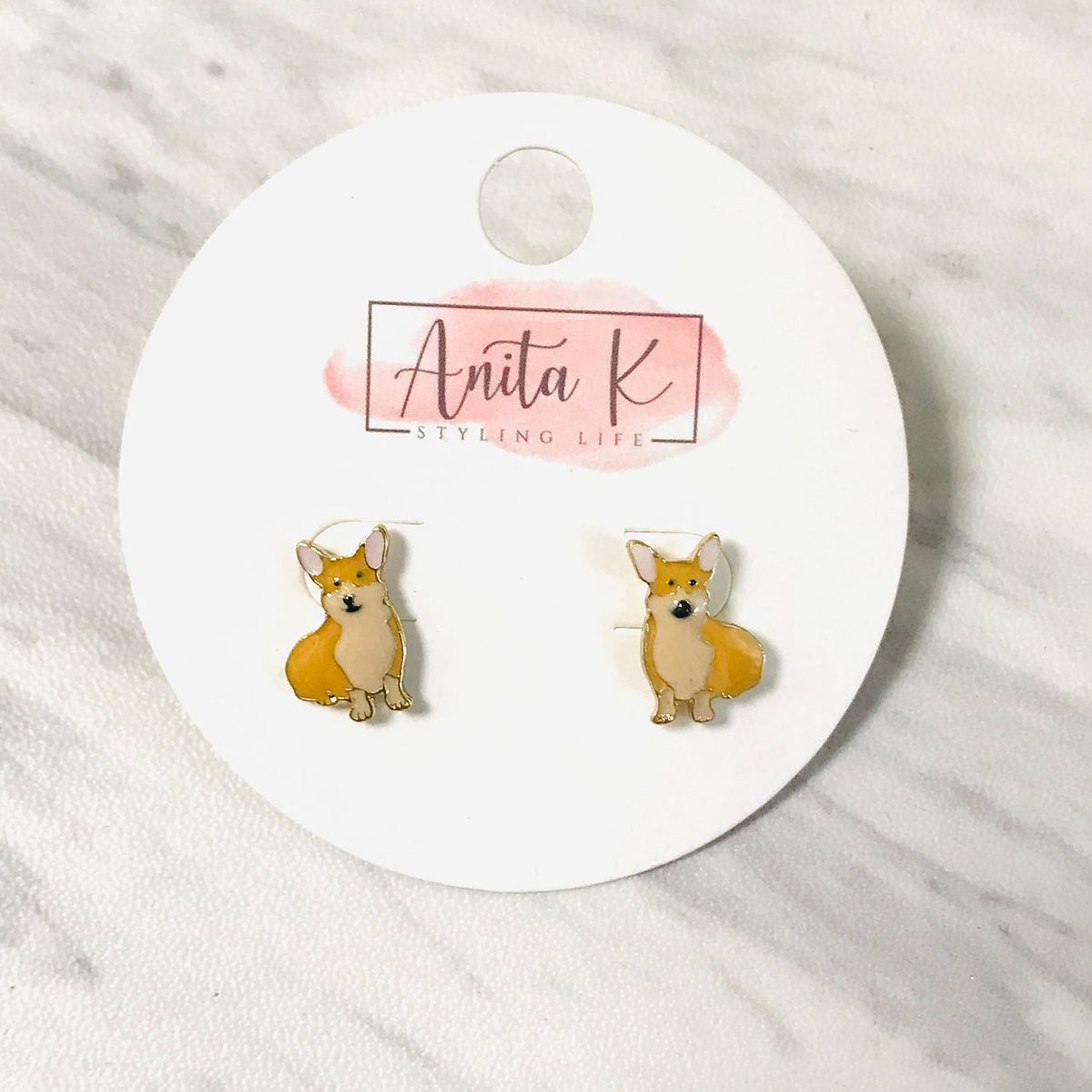 Classicindulgence Brass Enamel Dog Studs