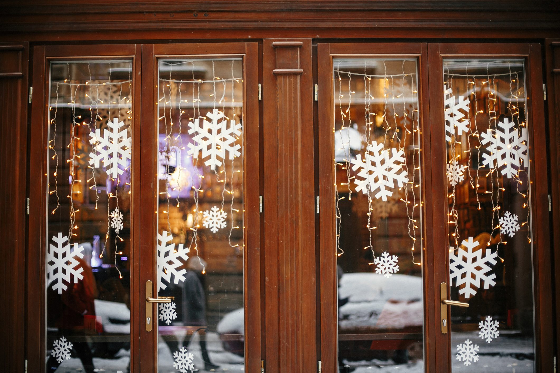 snowflakes in display window