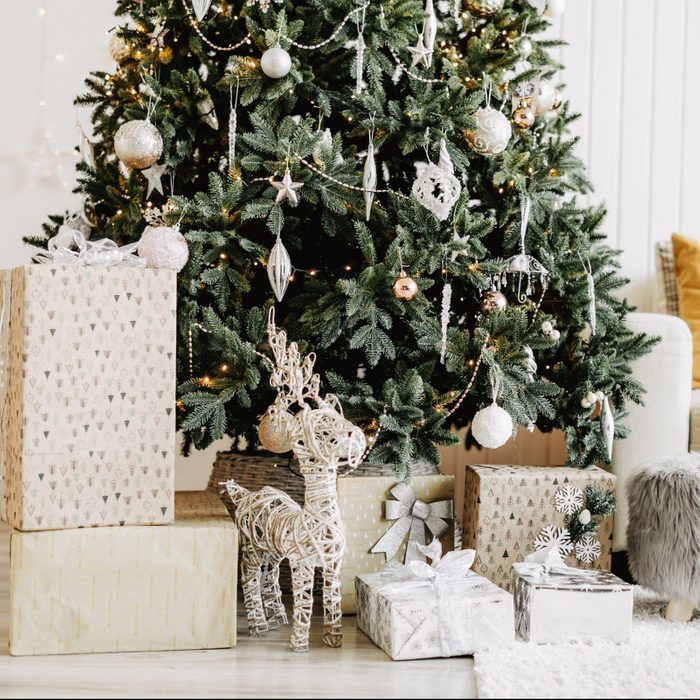 Decorated Christmas room with gifts