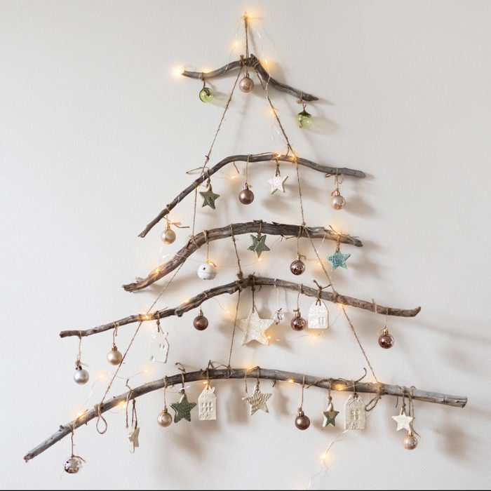 Alternative eco friendly Christmas tree made of wood sticks