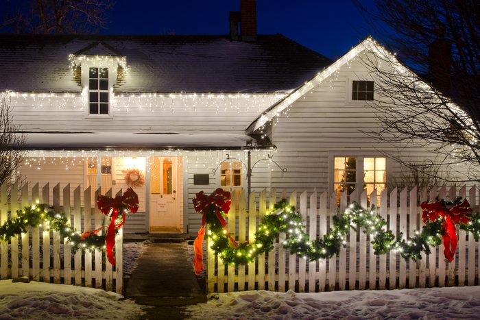 Christmas Lights on a Farm House