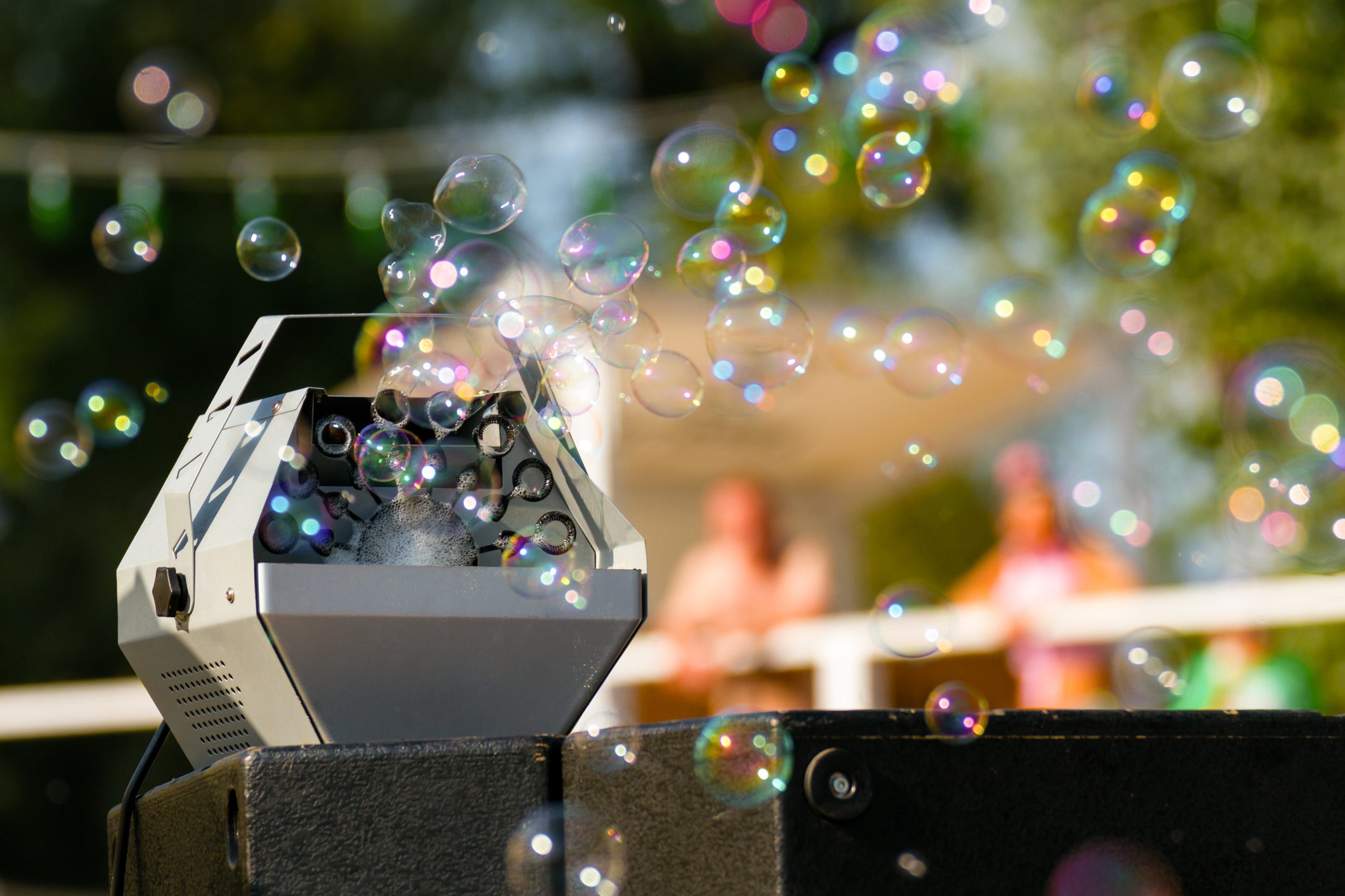 bubble machine outside of house for party