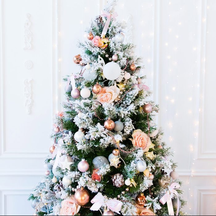 Traditional living room with Christmas tree