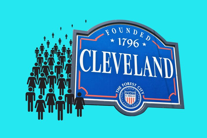 generic men and women figures collages with a cleveland ohio sign