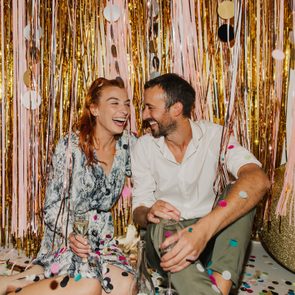 Loving couple celebrating New Year's Eve