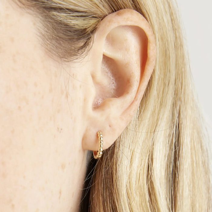 14k Gold Beaded Hoops Ecomm Via Onequince.com