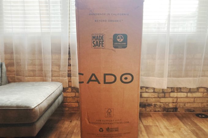 Avocado Green Mattress in box inside home
