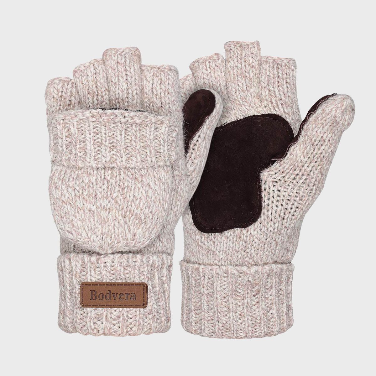 Bodvera Thermal Insulation Fingerless Texting Wool Gloves