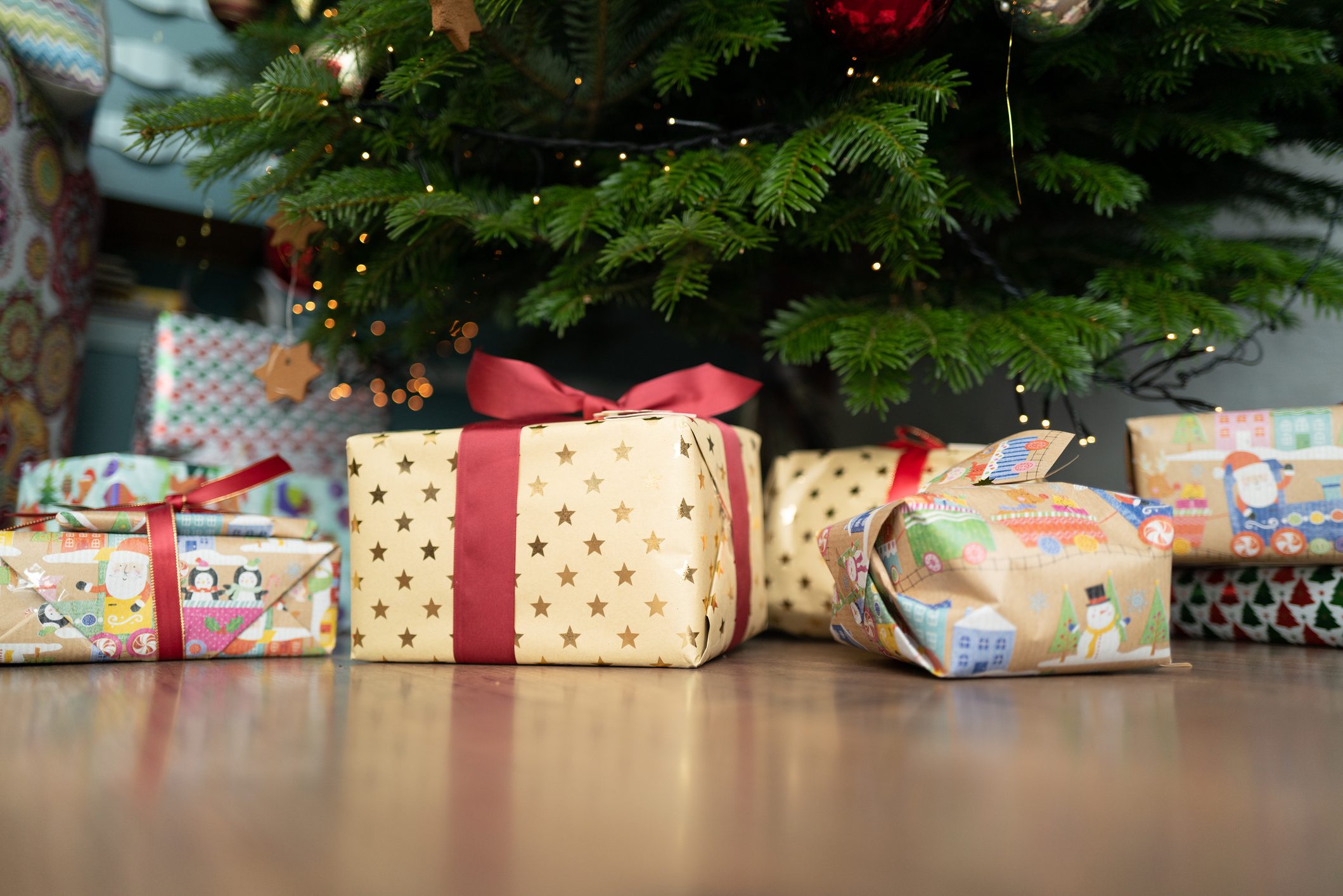 Christmas presents under Christmas Tree at home