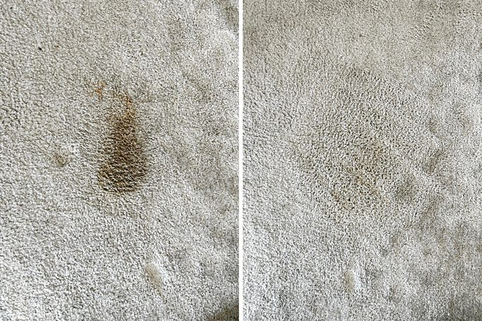 carpet stain Before And After using Angry Orange Pet Odor Eliminator