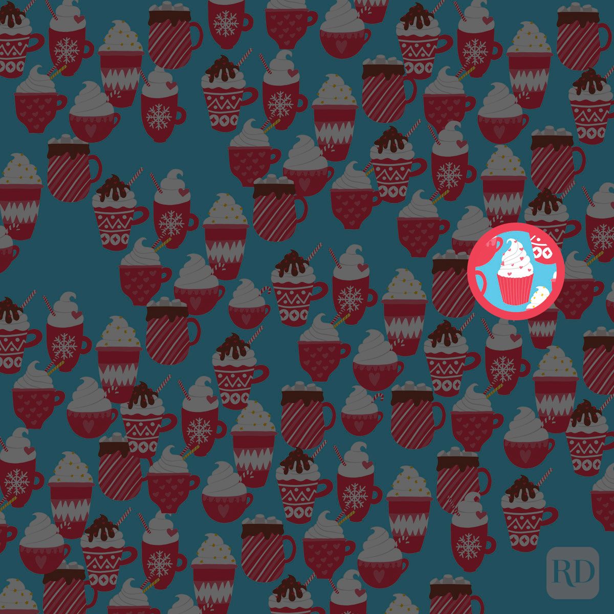 Find The Hidden Cupcake Among The Hot Chocolate Puzzle Answer