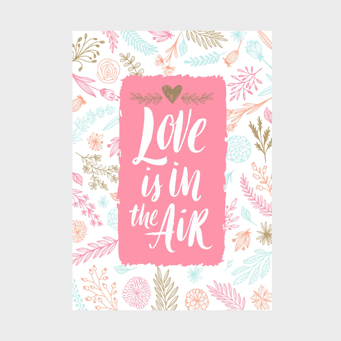 Printable Valentine Cards Floral Love In Air 5x7