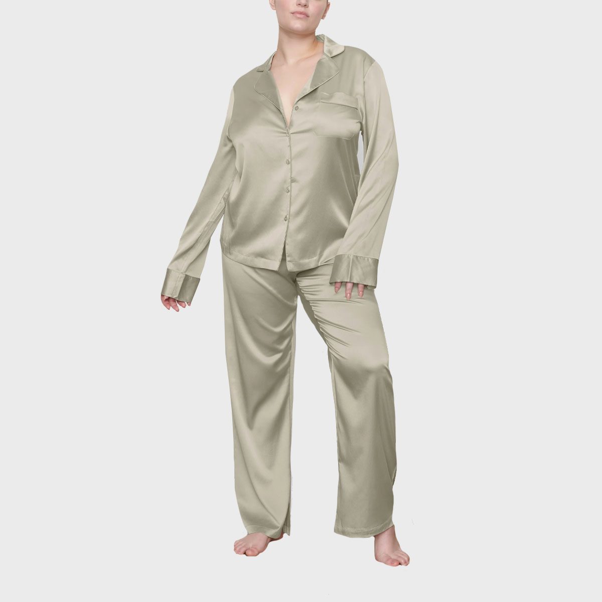 Skims Silk Sleep Pant And Open Neckline Sleep Top