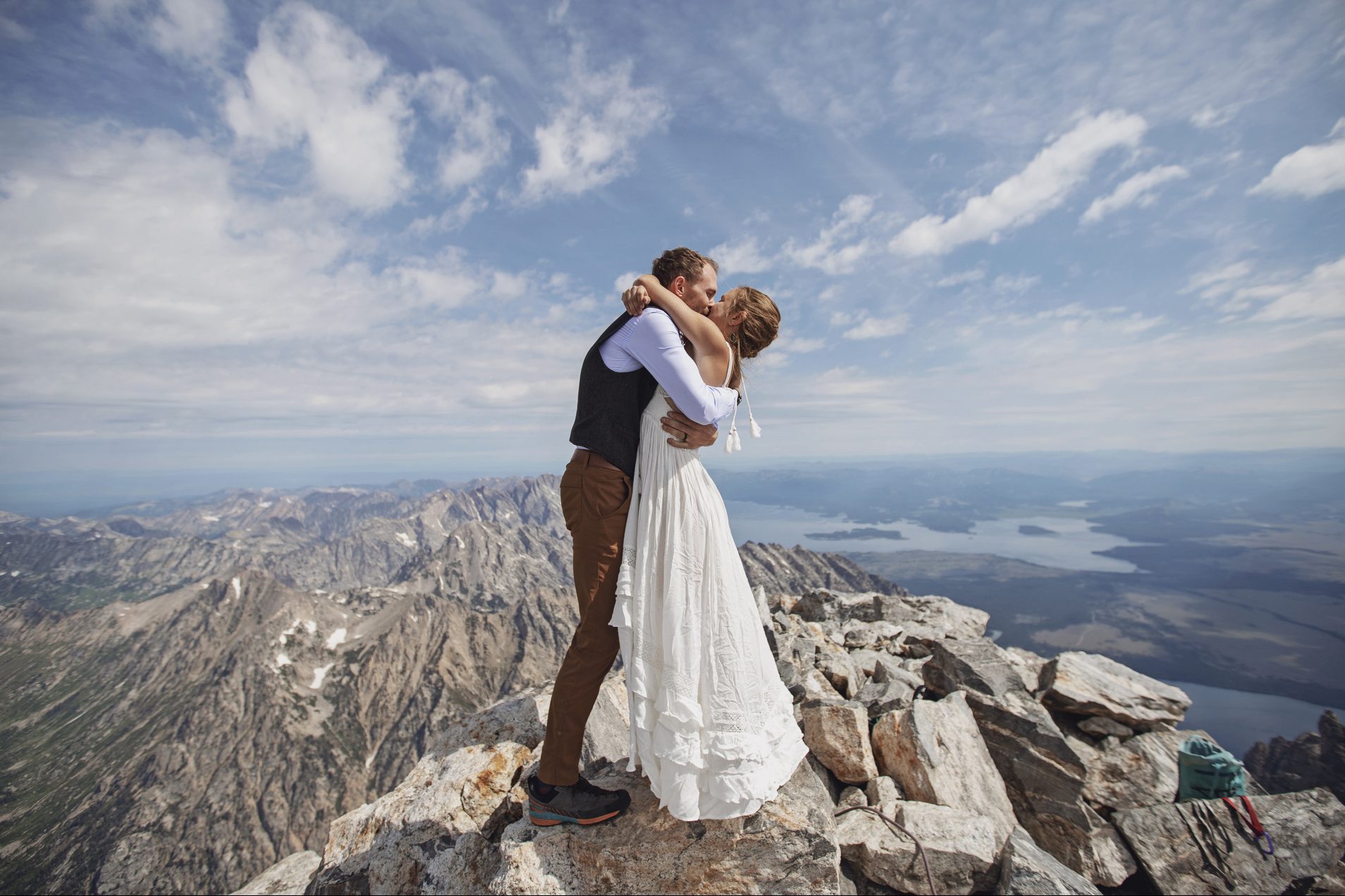 Just Married Couple Shares First Kiss On Summit Of Grand Teton Wyoming