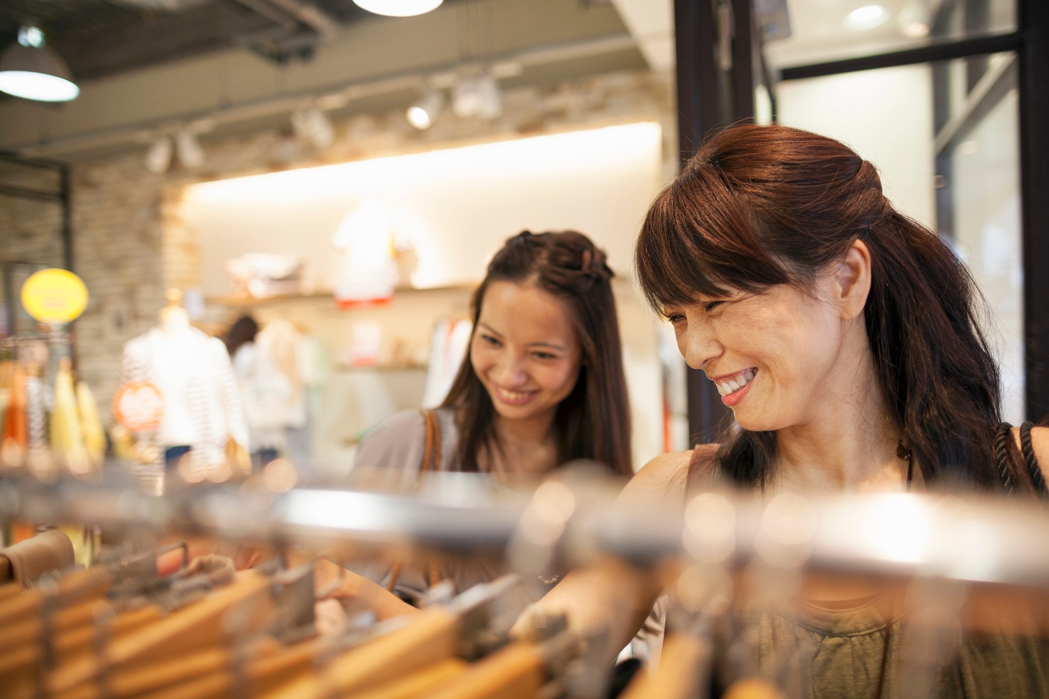 Mother and daughter on a shopping trip.