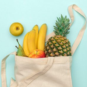 Cotton sack with assorted fruits