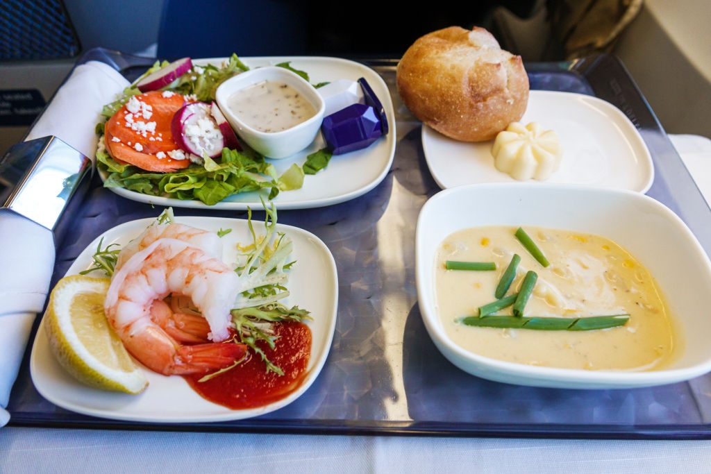 Georgia, Atlanta, Hartsfield-Jackson Atlanta International Airport, Business Class, cabin, in-flight meal