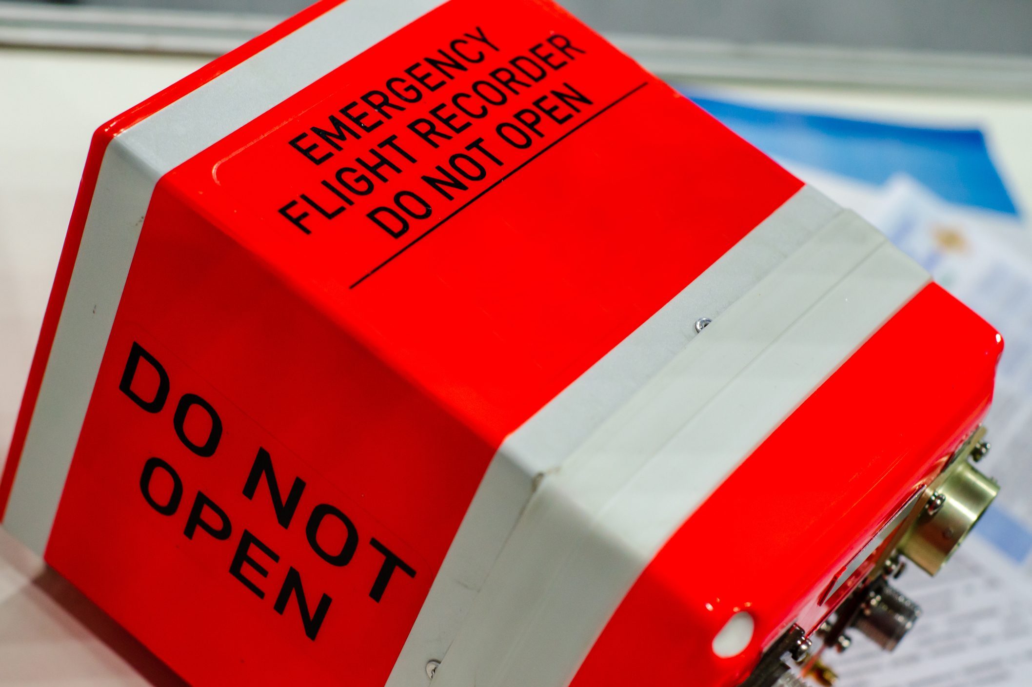 Close-up of emergency flight recorder