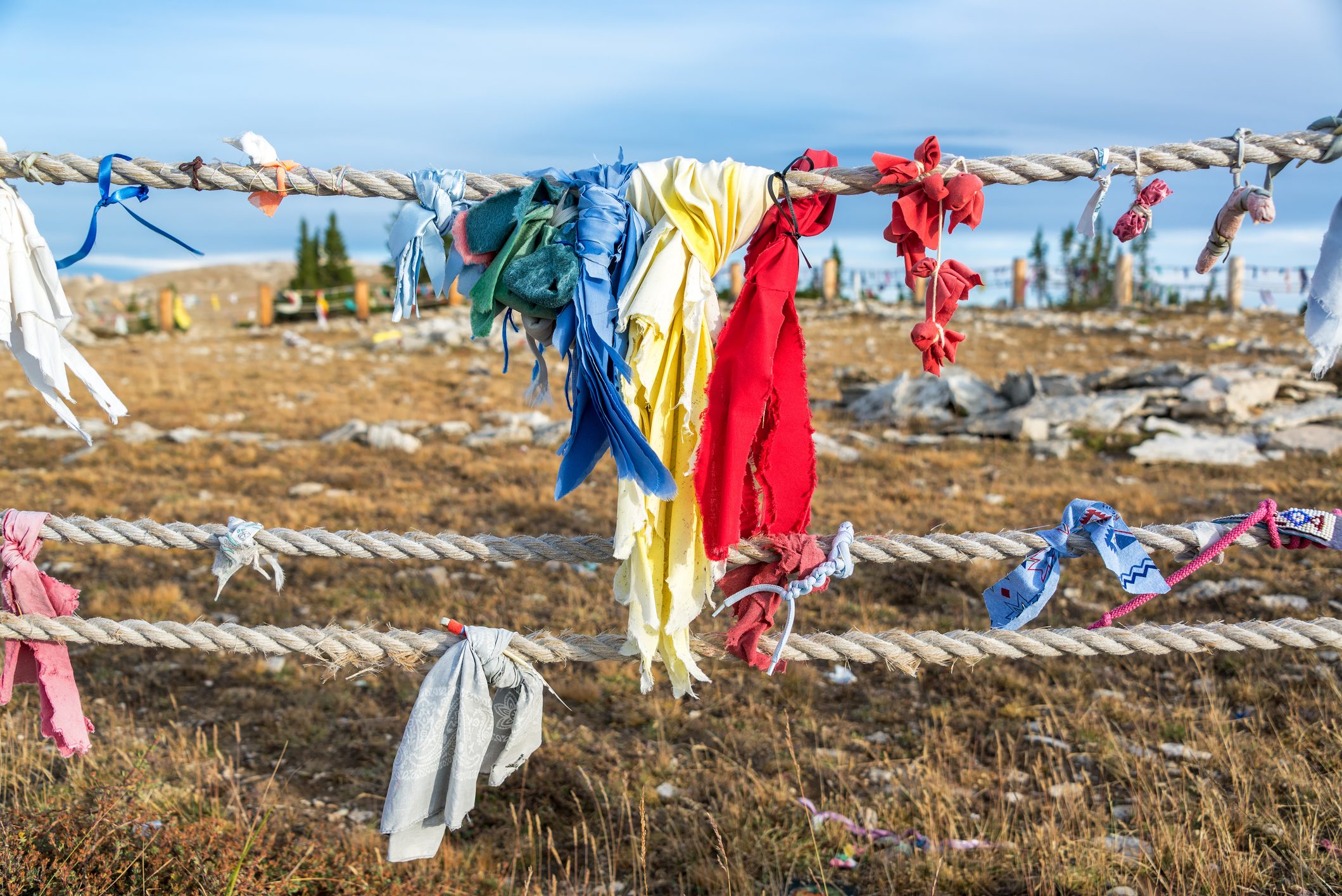 Colorful cloths at Medicine Wheel