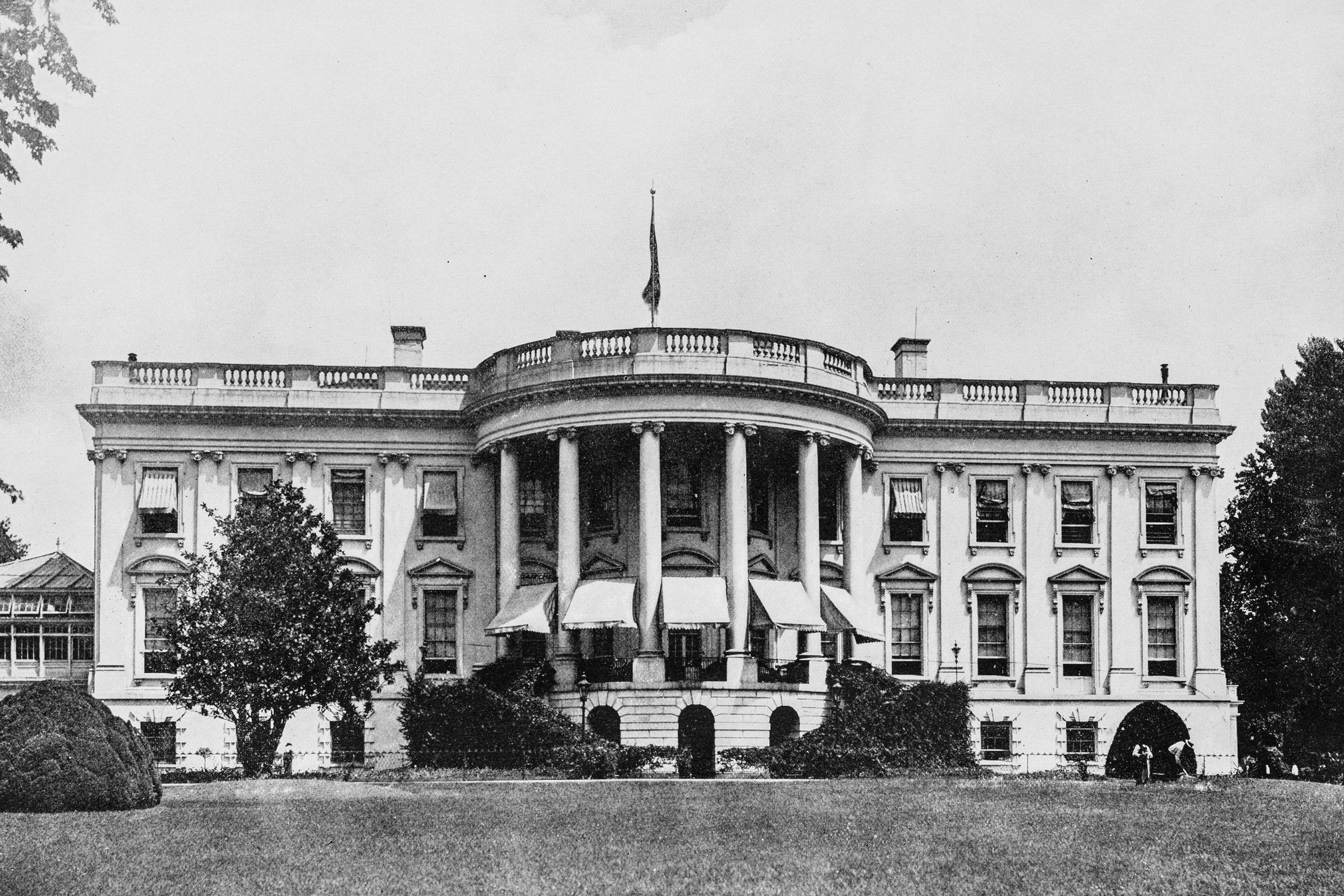 Antique photograph of World's famous sites: White House, Washington DC, USA