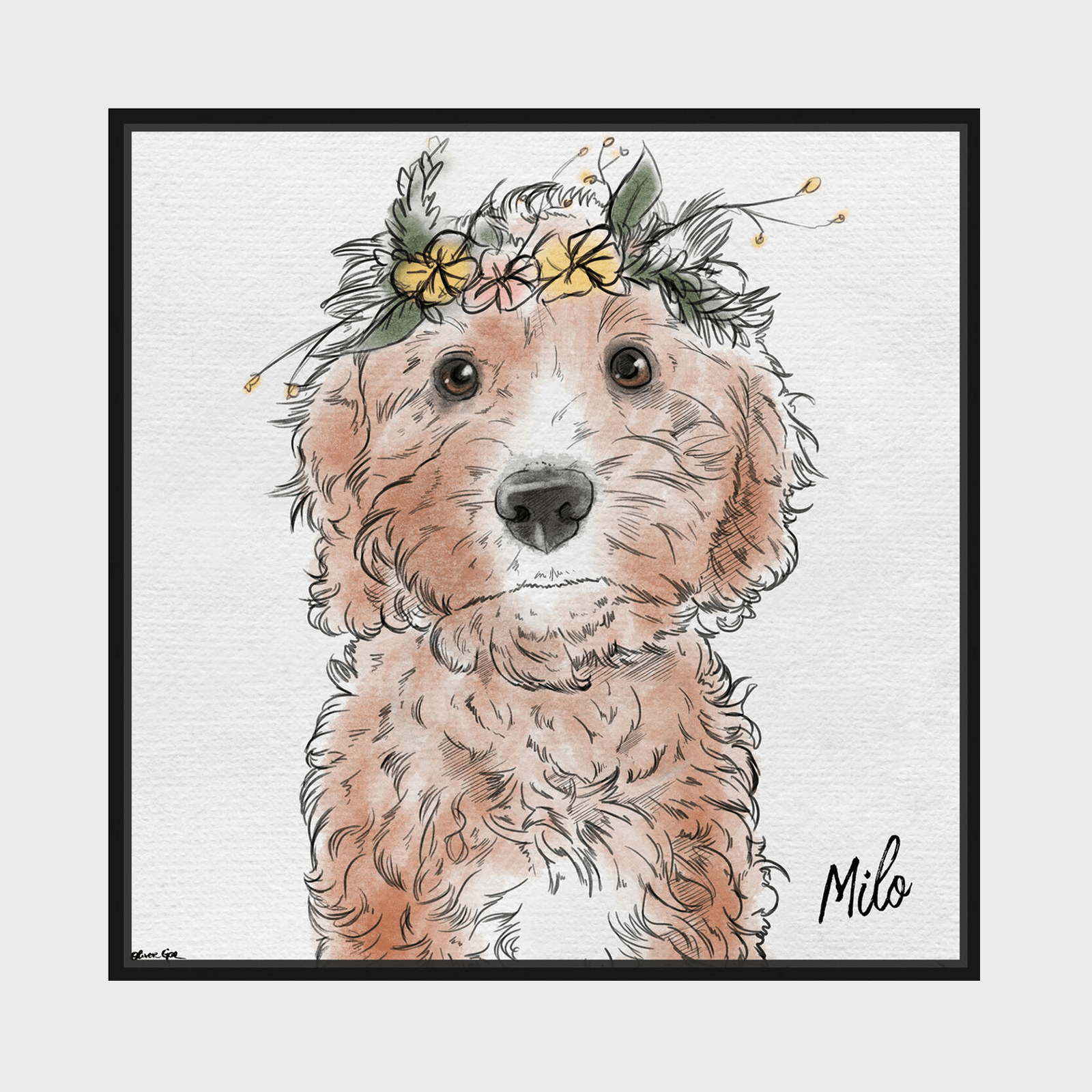 Flower Crown Pet Customized Portrait Ecomm Via Olivergal 001